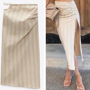 Zara NWT draped slit chain maxi skirt